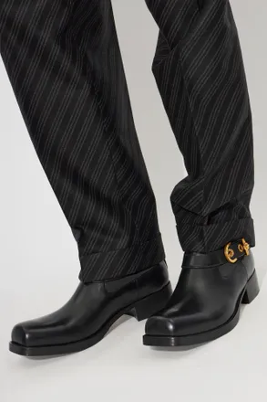 Versace Leather Ankle Boots, Mens, Black