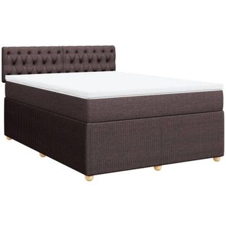 vidaXL Vidaxl - Cama Box Spring Con Colch&oacute;n Tela Marr&oacute;n Oscuro 140x200 Cm