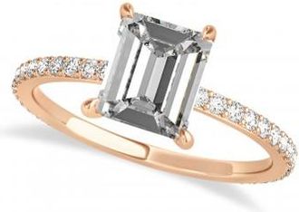 Allurez Emerald Moissanite & Diamond Hidden Halo Engagement Ring 14k Rose Gold (2.93ct)