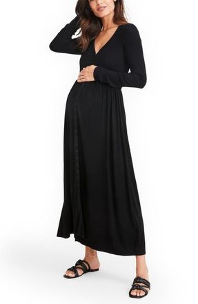 Hatch The Softest Rib Long Sleeve Maternity/Nursing Maxi Dress in Black at Nordstrom, Size 0