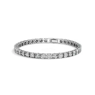 The Diamond Store Mens Lab Diamond 1.00ct Tennis Bracelet in 925 Silver