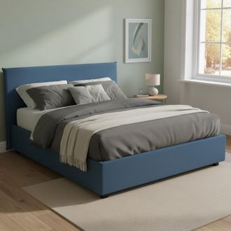 Dmora Dmora - Cama Matrimonial Dansald, Cama Contenedor Con Revestimiento De Tela, 100% Made In Italy, Apertura Frontal, Con Colch&oacute;n Cm 160x200 Incluido, Az