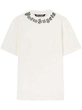 Palm Angels T-shirt con logo sul collo - Bianco