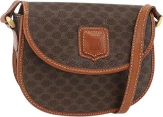 Celine Pre-owned Cross Body Bags, female, Brown, Size: ONE SIZE Pre-owned Vintage Macadam Canvas Shoulder Bag