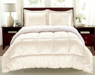 Elegant Comfort 3-Piece Micro-Suede Reversible Sherpa - Solid Color Design Comforter Set