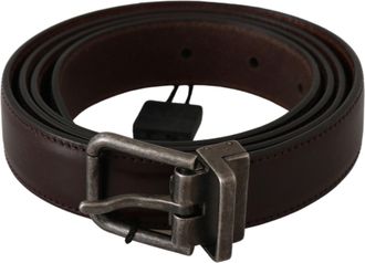 Dolce & Gabbana Bruin Grijs Geborsteld Gesp Taille Leren Riem