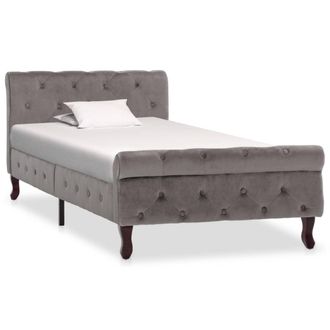 vidaXL Estructura De Cama Sin Colch&oacute;n Terciopelo Gris 90x200 Cm Vidaxl