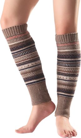 Generic Leg Warmers Mens Wool Men 80s Party Ribbed Knit Dance Sports Leg Warmer Winter Sock 3 N (Khaki, One Size)