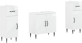 vidaXL Juego De Gabinete De Ba&ntilde;o De 2 Piezas Haarlem Blanco Brillante Vidaxl