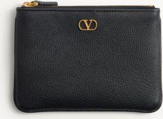 Valentino Garavani Pochette VLogo Signature In Vitello Granato Donna NERO UNI