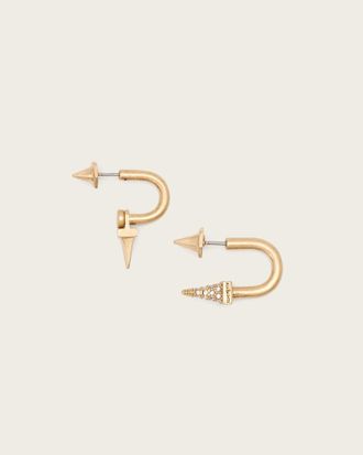 AllSaints Brass Laio Spike Front Back Earrings, Size: One Size