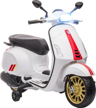Mauro Ferretti Moto Elettrica Per Bambini A Licenza Vespa Con Rotelle, Fanale E Musica, In Pp E Metallo, 107x47x73 Cm, Bianco