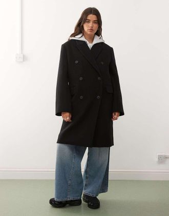 Weekday Logan - Cappotto al ginocchio oversize in misto lana nero