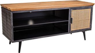 Wanderlust Deco Wanderlust Deco - Mueble Bajo De Metal,madera Y Bamb&uacute; Negro 120x40x56,5
