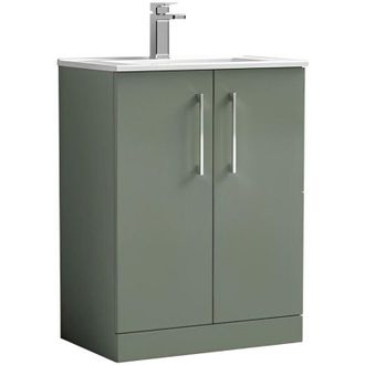 Nuie Nuie - Arno Floor Standing 2-Door Vanity Unit with Basin-2 600mm Wide - Satin Green