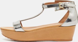 Tod's Tods Sliver Leather Wedge Ankle Strap Sandals