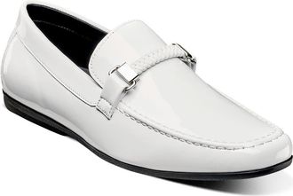 Stacy Adams Sheridan Moc Toe Loafer in White Patent at Nordstrom, Size 10.5