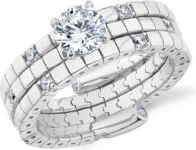 Crislu Pure Flex Solitaire Cubic Zirconia Ring in Pure Platinum /Clear Stone at Nordstrom, Size Medium