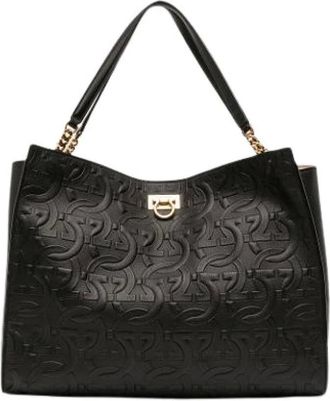 Ferragamo Pre-owned Tote Bags, female, Black, Size: ONE SIZE Pre-owned Leather Tote
