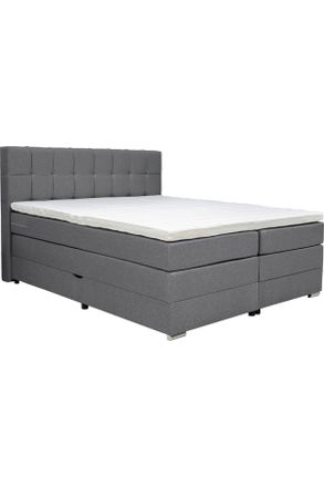 CARRYHOME Boxspringbett, Grau, Textil, H3, 5-Zonen, H&ouml;he ca. 18 cm, 180x200 cm, Topper durchgehend, in verschiedenen Gr&ouml;&szlig;en erh&auml;ltlich, Schlafzimmer, Betten, Bo