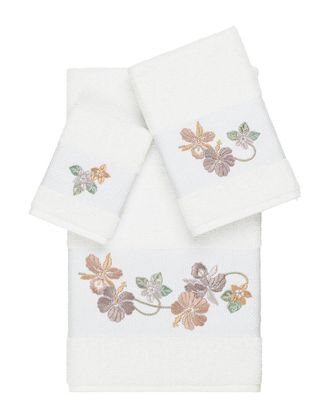 Linum Home Textiles 100% Turkish Cotton Caroline 3Pc Embellished Towel Set