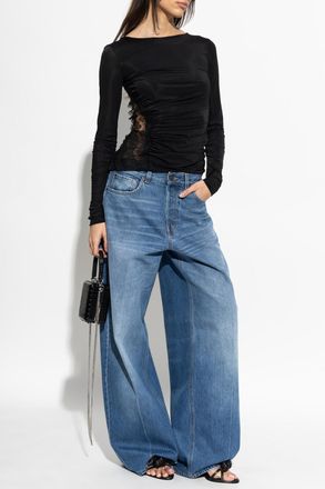 Blumarine Top With Lace-up Back, Womens, Black