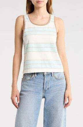 Re/Done Bama Stripe Cotton Tank in Light Mint at Nordstrom, Size X-Small