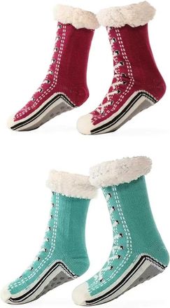 Generic Unisex Thick Cashmere Slipper Home Socks Fluffy Plush Comfy Sleeping Footwear Non-slip Grippy Boots Thermal Plush Booties (2pcs-f,One Size)