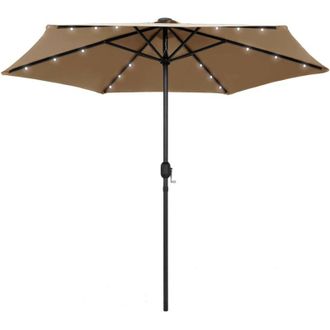 vidaXL Sombrilla De Jard&iacute;n Con Luces Led Palo De Aluminio Taupe 270 Cm Vidaxl