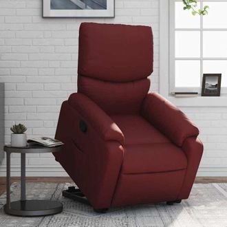 vidaXL Sill&oacute;n Reclinable Elevable Cuero Artificial Rojo Tinto Vidaxl
