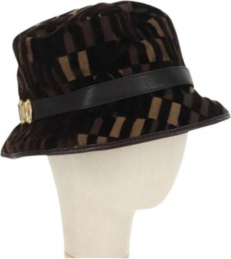 Miu Miu Pre-owned Stoffen Hoed - Dames - Vintage Accessoires - Bruin - ONE Size - Vintage
