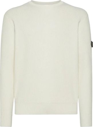 Peuterey Beige Katoenen Trui Engelse Ribbelsteek - Heren - Ronde hals truien - Beige - M - Katoen - Truien & Vesten