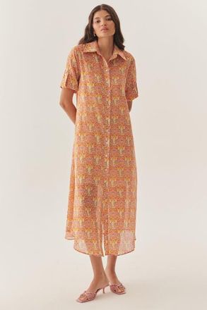 Exquise Kailani Midi Dress in Orange Patterned at Nordstrom, Size X-Large