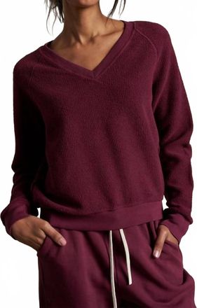 perfectwhitetee Zuri V Neck Sweatshirt In Dark Burgundy