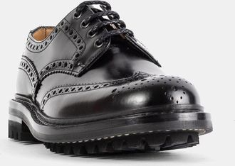 Churchs Mens Derby Mc Pherson Brogue En Cuir Grain&eacute; &Agrave; Semelle Commando Black Flat Shoes