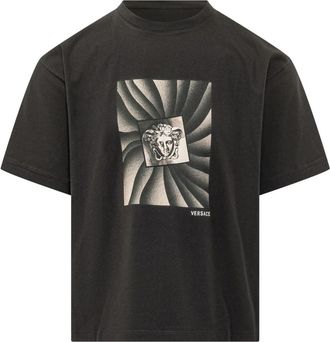 Versace Bedruikt Katoen-Jersey T-shirt Regular Fit - Heren - T-shirts - Zwart - S - Katoen - Tops