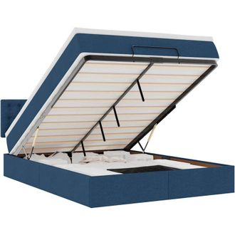 vidaXL Vidaxl - Estructura De Cama Otomana Colch&oacute;n Tela Azul Pardo 140x200cm