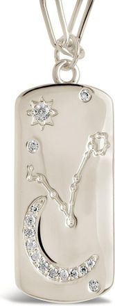 Sterling Forever CZ Constellation Dog Tag Pendant Necklace