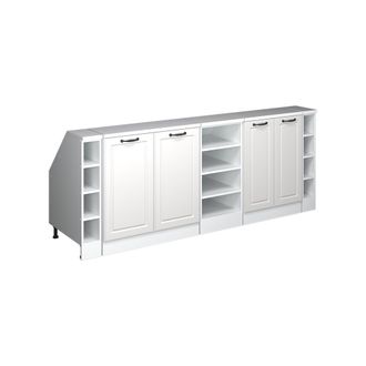 Vicco Armario De Cocina Para Techo Inclinado R-line, Blanco Casa De Campo, 210 Cm Lote De 5 Carcasas De Armario 60 Cm De Profundidad, Vicco