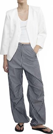 Enza Costa Poplin Flight Pant In Navy/white