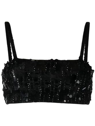 P.A.R.O.S.H. sequin-embellished cropped tank top - Black