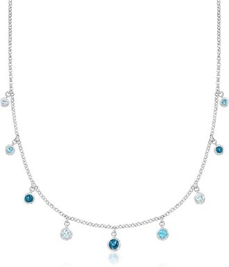 Ross-Simons Bezel-Set Tonal Blue Topaz Station Necklace in Sterling Silver