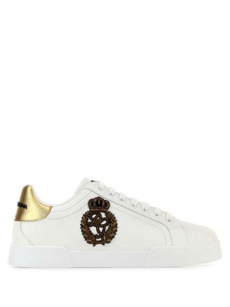 Dolce & Gabbana White Embroidered Sneakers