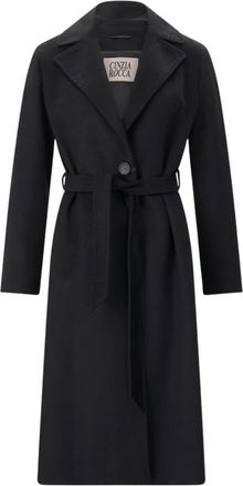 Cinzia Rocca Geknookte Jas - Dames - Jas met riem - Zwart - XL - Wol - Jassen