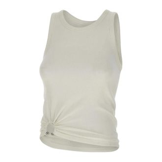 Paco Rabanne Sleeveless Tops, female, White, S, Asymmetrical Tank Top