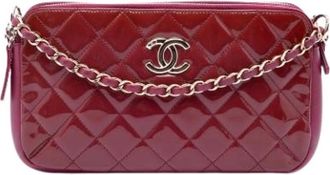 Chanel Pre-owned Vintage Quilted Patent Crossbody - Dames - Vintage Schoudertas - Rood - ONE Size - Leer - Vintage