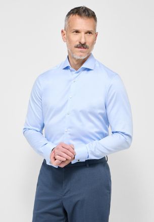 Eterna Langarmhemd ETERNA SUPER SLIM, Herren, Gr. 39, Normalgr&ouml;ssen, hellblau, Twill, 100% cotton, schmal, Umschlagmanschette, Hemden Langarmhemd