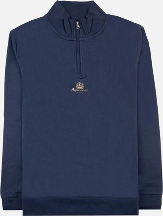 Aquascutum Mens Aquascutum Small Logo Quarter Zip Navy 11 - Size: 42
