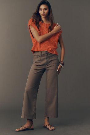 Paige Anessa Utility Pocket High-Rise Crop Wide-Leg Jeans