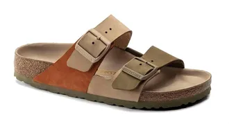 Birkenstock Womens Arizona Split Hex Sandals In Nubuck/sandcastle/faded Khaki